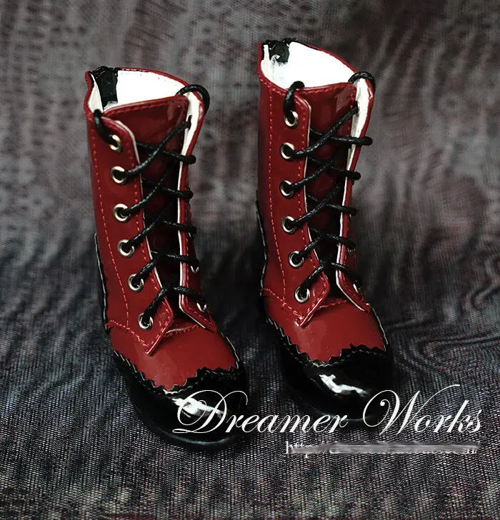 

Mini Collection MSD SD 1/3 BJD Doll BOOTS Red &Black Splice Shoes
