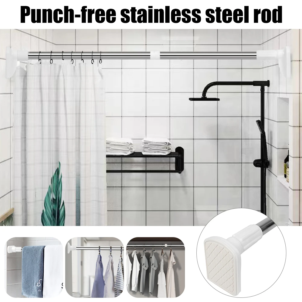 

50-80CM Multifunctional Extendable Rod Adjustable Curtain Telescopic Pole Bathroom Shower Curtain Poles Household Hanging Rods