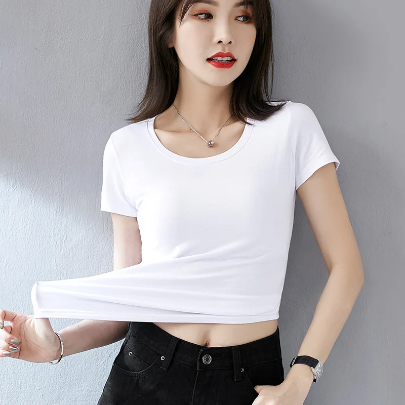 MRMT 2023 Brand New Women's Short Pure White T Shirt Short Sleeved Slim Women's Cotton Top T Shirt Bottoming Shirt Tide