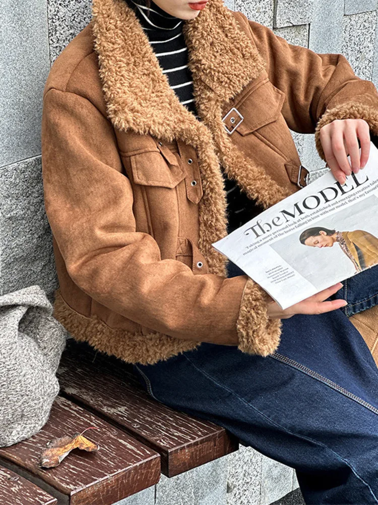 UCXQ винтажное женское пальто с уличным воротником-стойкой уникальная