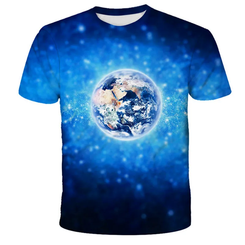 

Summer Brilliant Starry Sky graphic t shirts For boys Fashion Universe Planet Pattern T-shirt Personality Hip Hop Print t-shirts