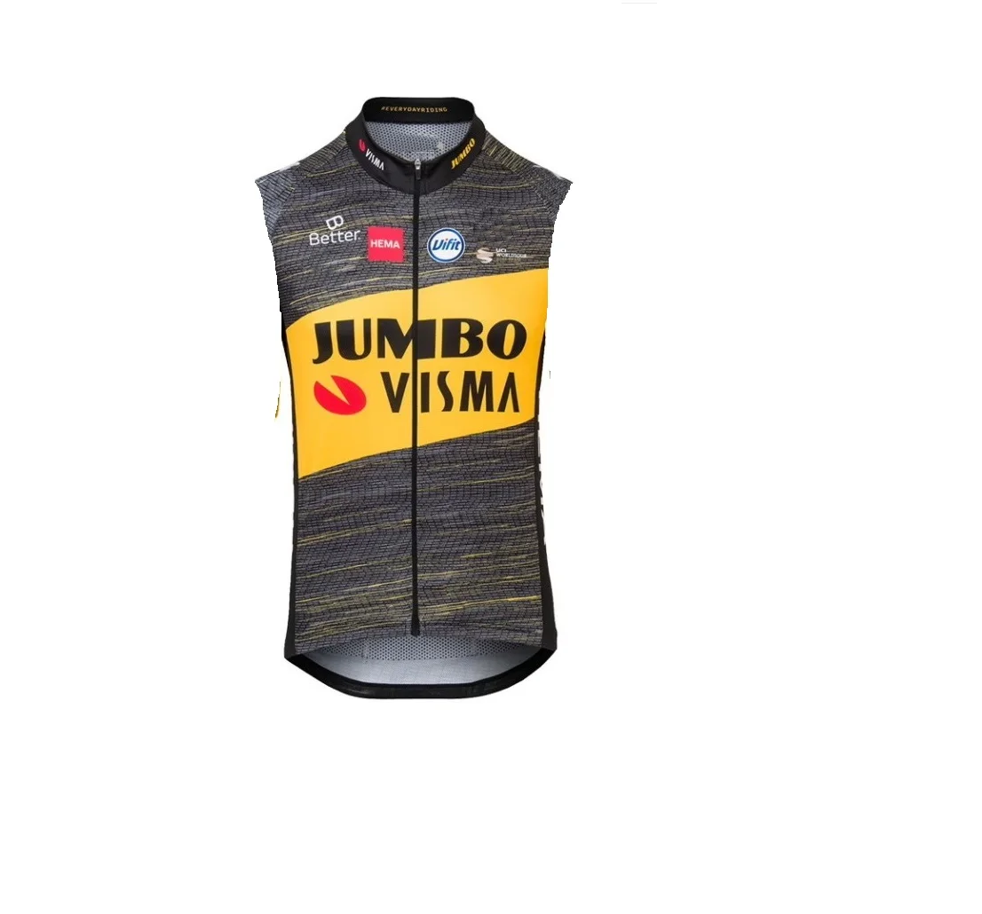 

Ветрозащитный черный жилет для команды Jumbo Visma 2021, майка без рукавов для езды на велосипеде, одежда для горных велосипедов, майка для езды на ...
