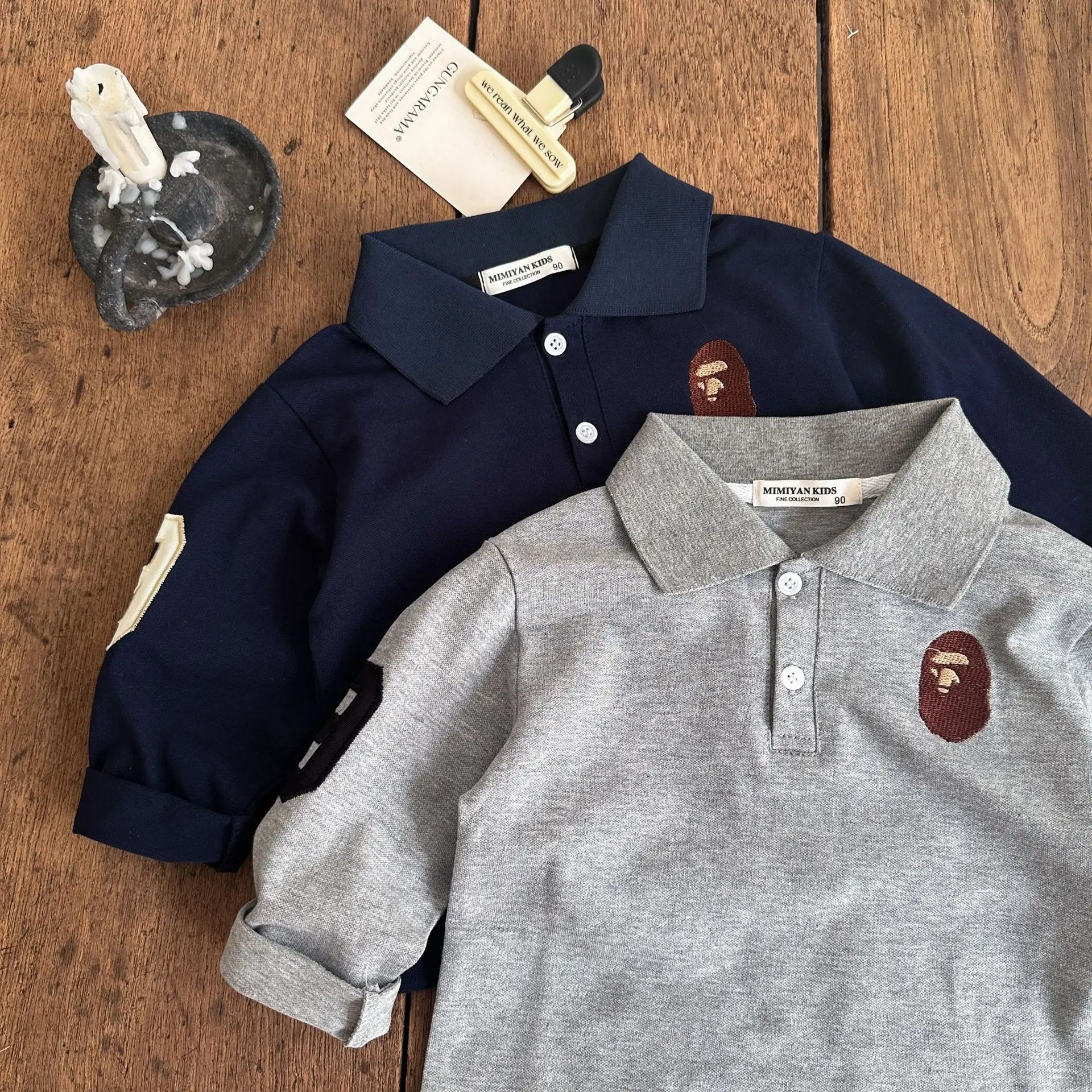 

Children Shirt 2023 Spring Autumn New Boys and Girls Embroidered Lapel Casual Simple Solid Color Casual Simple Kids Shirt