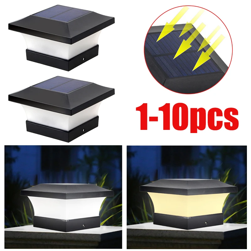 

1-4pcs Solar Powered 6LED Post Deck Cap Square Fence Landscape Lamp Light IP65 Waterproof Landscape Lamp Garden Veiw Decor