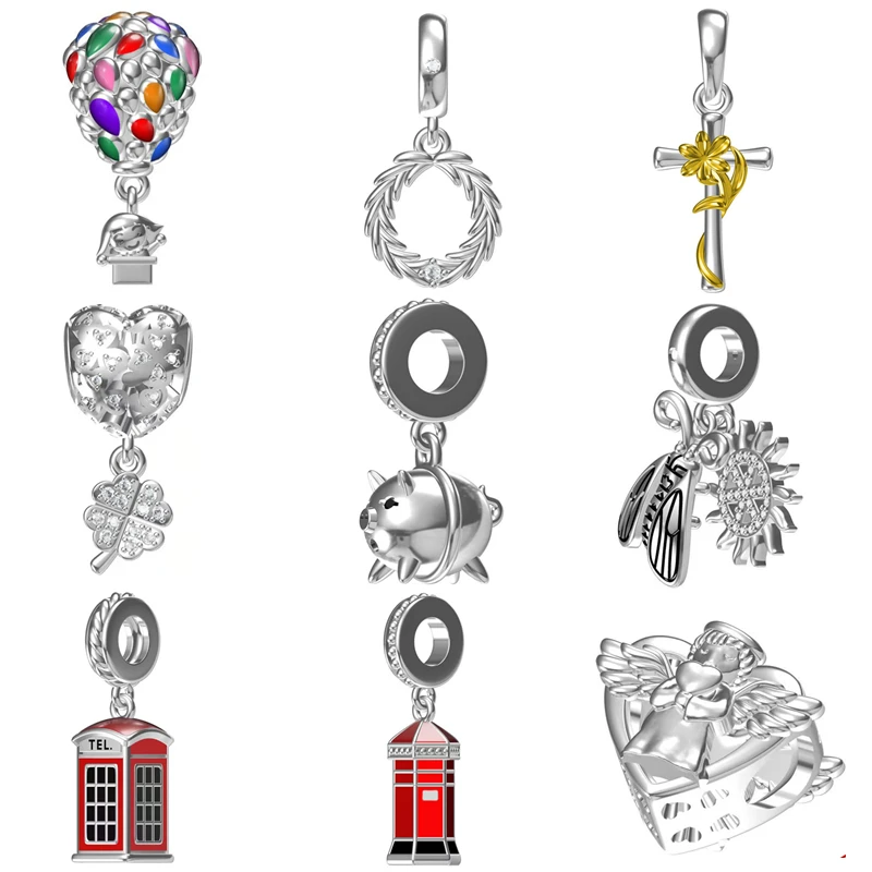 

Подвеска шарик из блестящего розового серебра 925 пробы, подходит для оригинального браслета Pandora, бусины-шармы для подвесок, ювелирные издел...