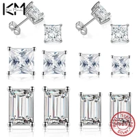 kiss mandy elegant 925 sterling silver geometric stud earring for women men fashion emerald cut zircon earrings gifts se332