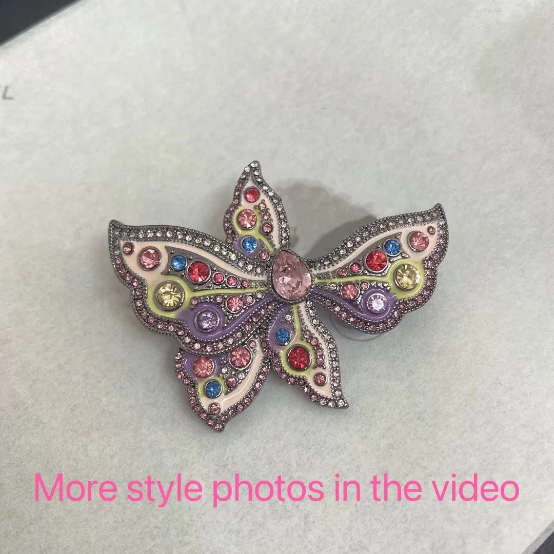 

2022 new European and American style retro oil dripping enamel inlaid color diamond alloy Butterfly Brooch Insect Animal brooch