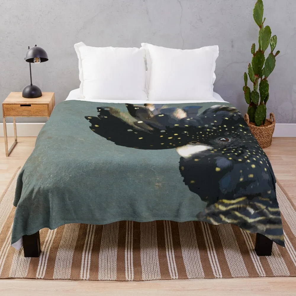 

Rustic Black Cockatoo Throw Blanket Multi-Purpose