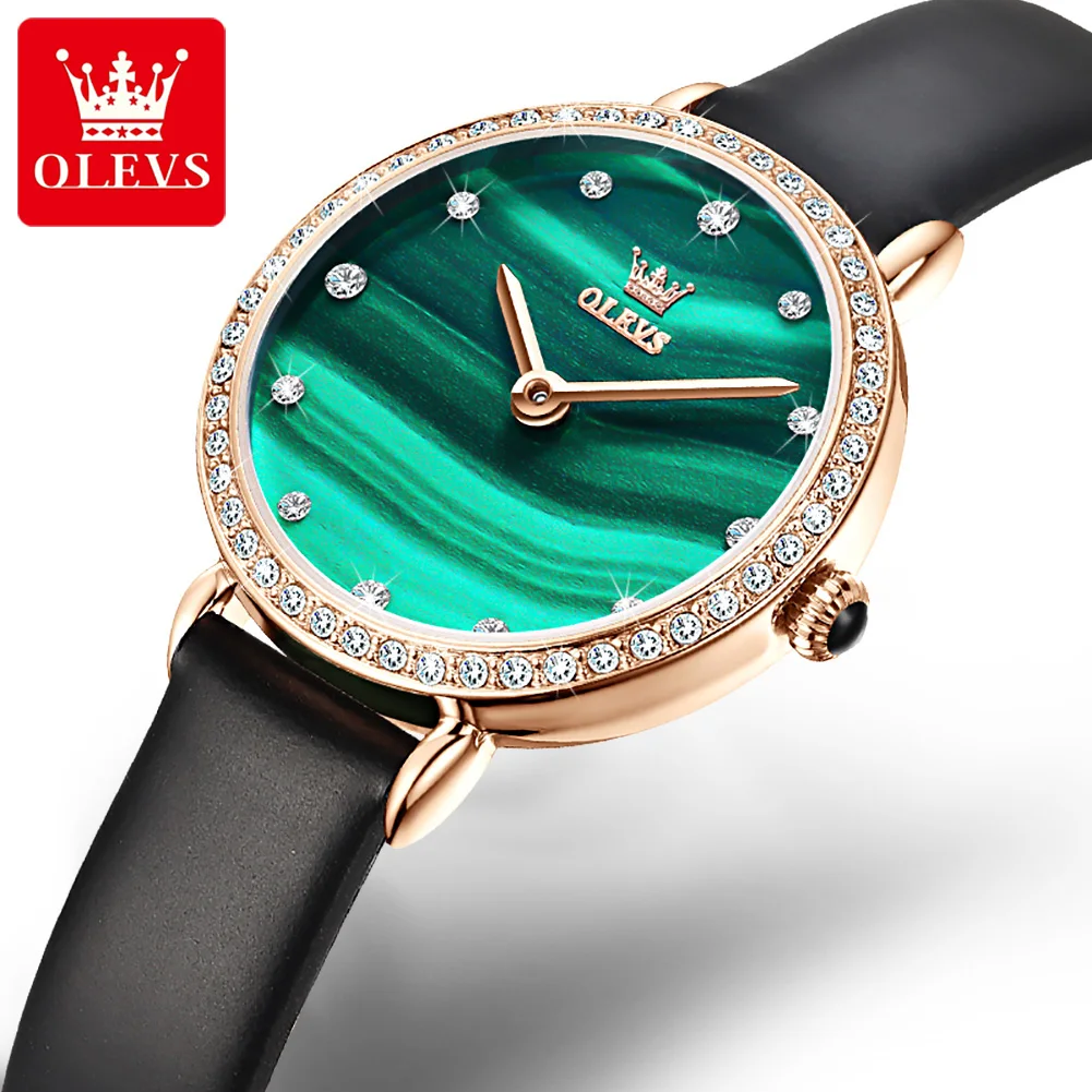 

OLEVS 6628 Luxurious Genuine Leather Strap Fashion Watches Women Waterproof Japan Quartz Japanese Movement Women Wristwatches