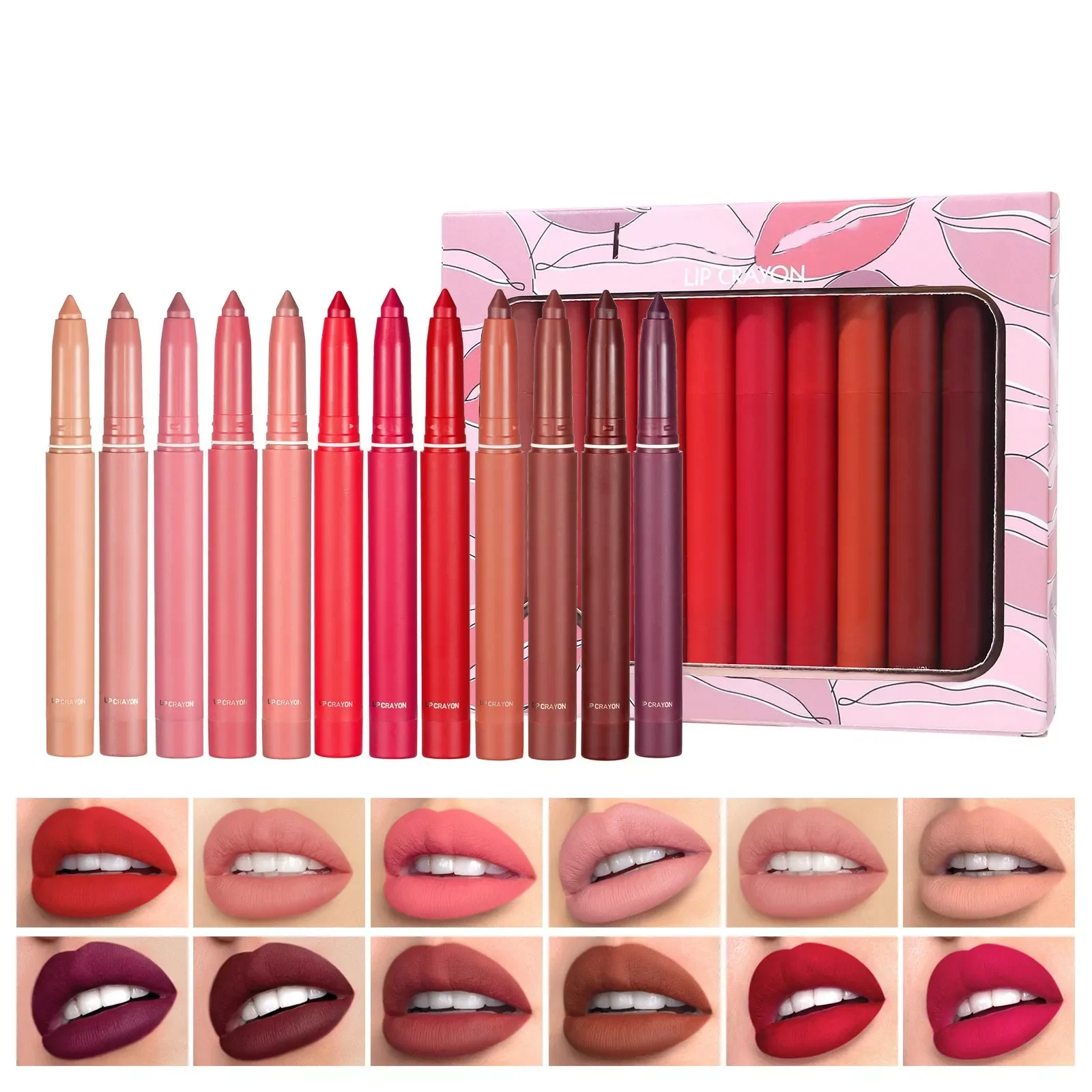 

NEW2023 12 Color Non Stick Cup Lipstick Lip Liner Set Swivel Can Be Cut Dual Purpose Perfect Makeup Milk And Honey Gloss Lipstic