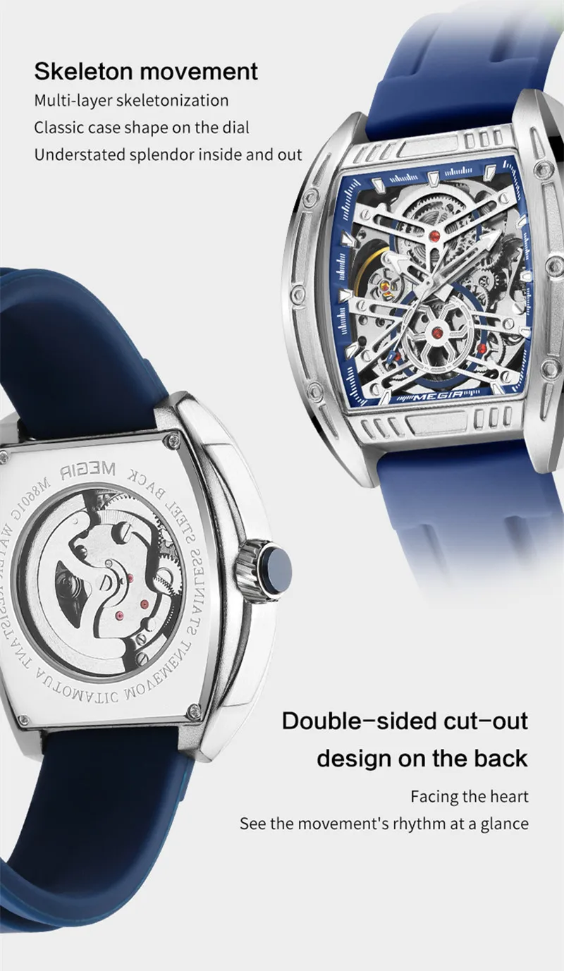 MEGIR оригинальные роскошные спортивные часы для мужчин силиконовые наручные с