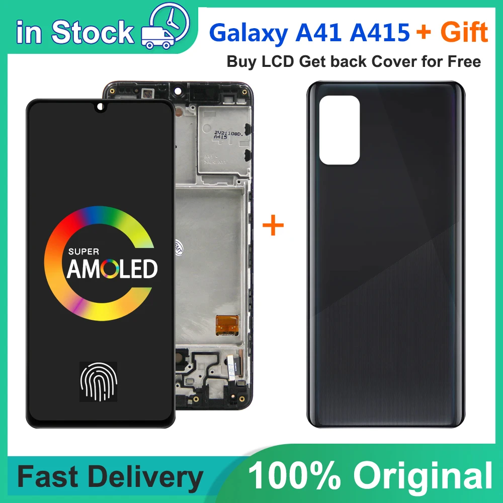 

ЖК-дисплей 6,1 "для Samsung Galaxy A41 A415, сенсорный экран с дигитайзером и рамкой в сборе для A415F, A415F/DS, экран