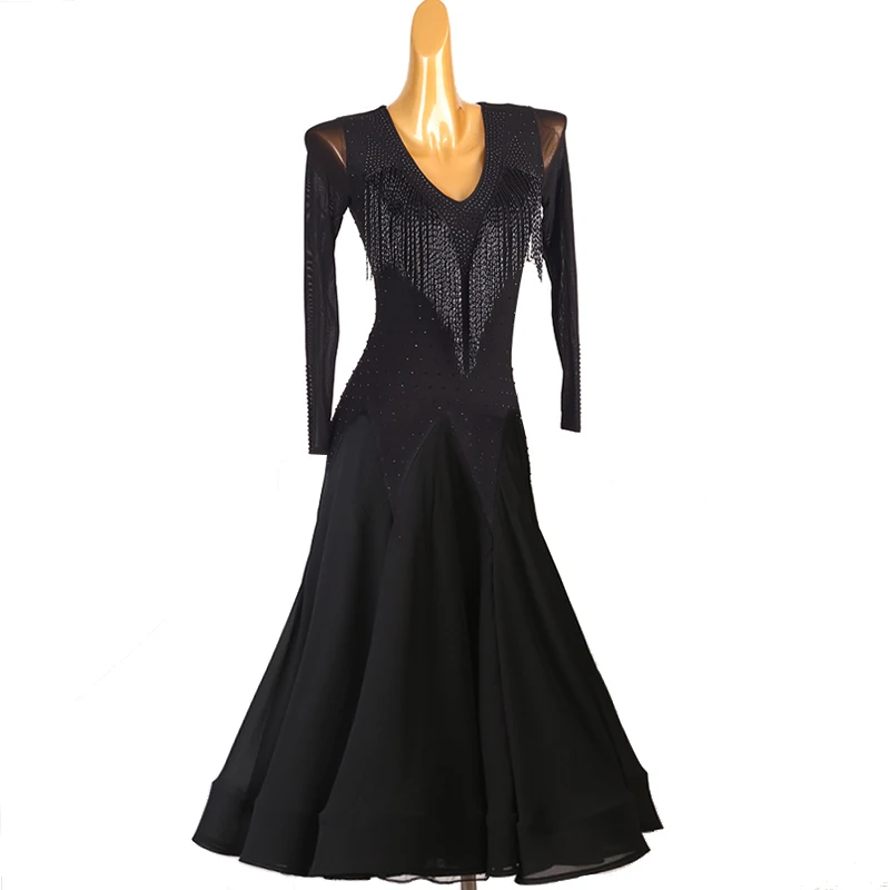 Женская длинная юбка для латиноамериканских танцев со стразами танго румбы