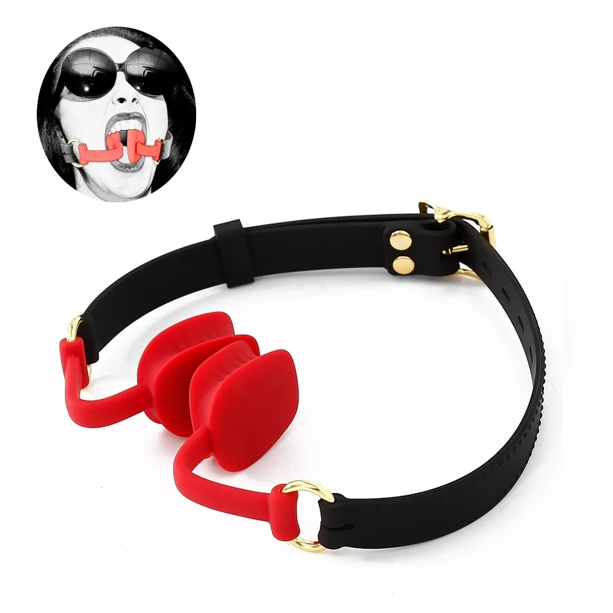 

Soft Silicone Open Mouth Oral Gag Harness Ball Bite Gag Fetish Bondage Restraint Red Black Sex Toy Slave Couple Game