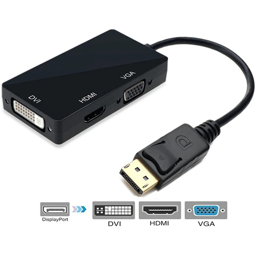 100 шт. многофункциональный адаптер 3 в 1 displayport DP папа-HDMI DVI VGA мама кабель