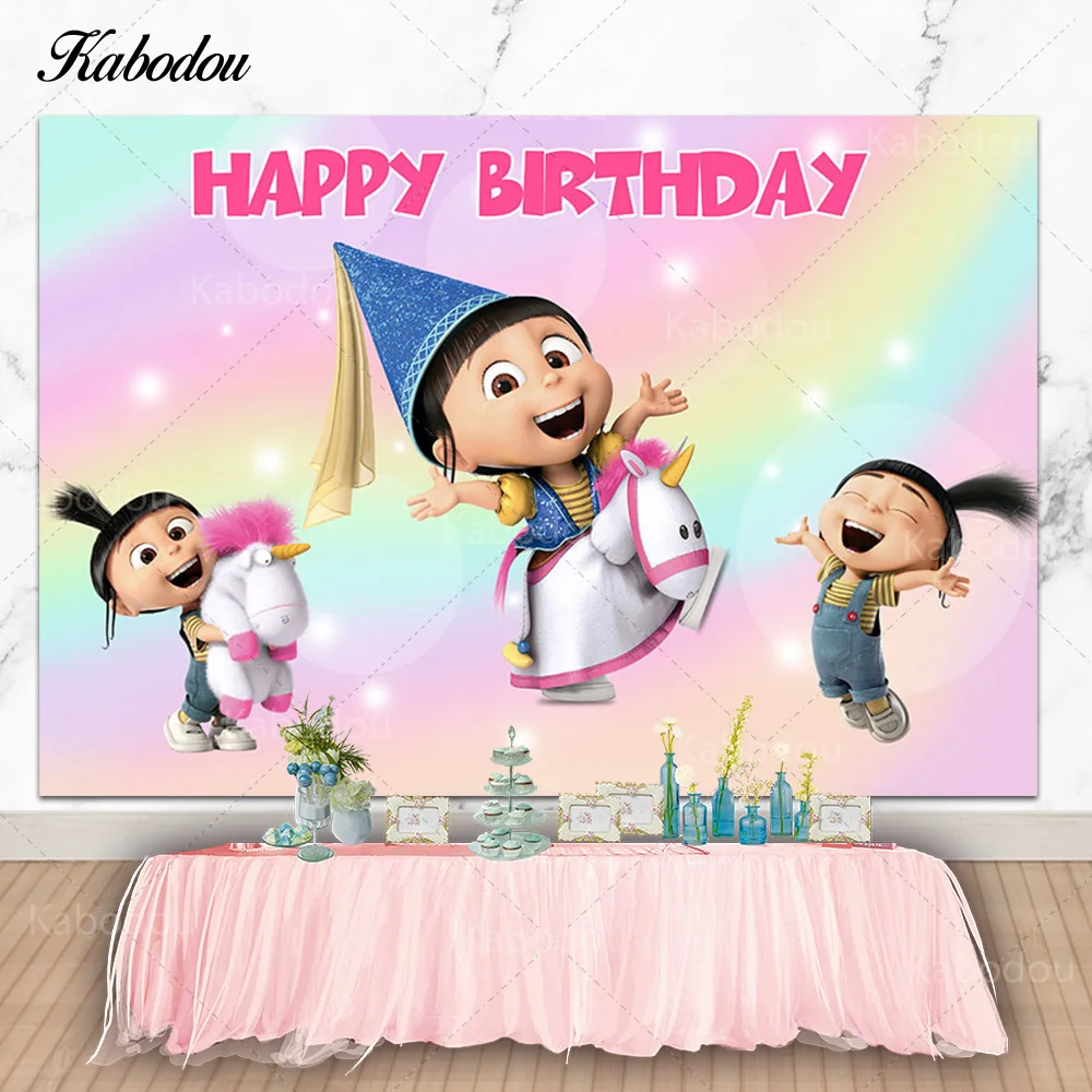 

Kabodou Agnes Photo Backdrop Birthday Party Cartoon Toy Photography Background Cute Little Girl Vinyl Banner Decorate Props