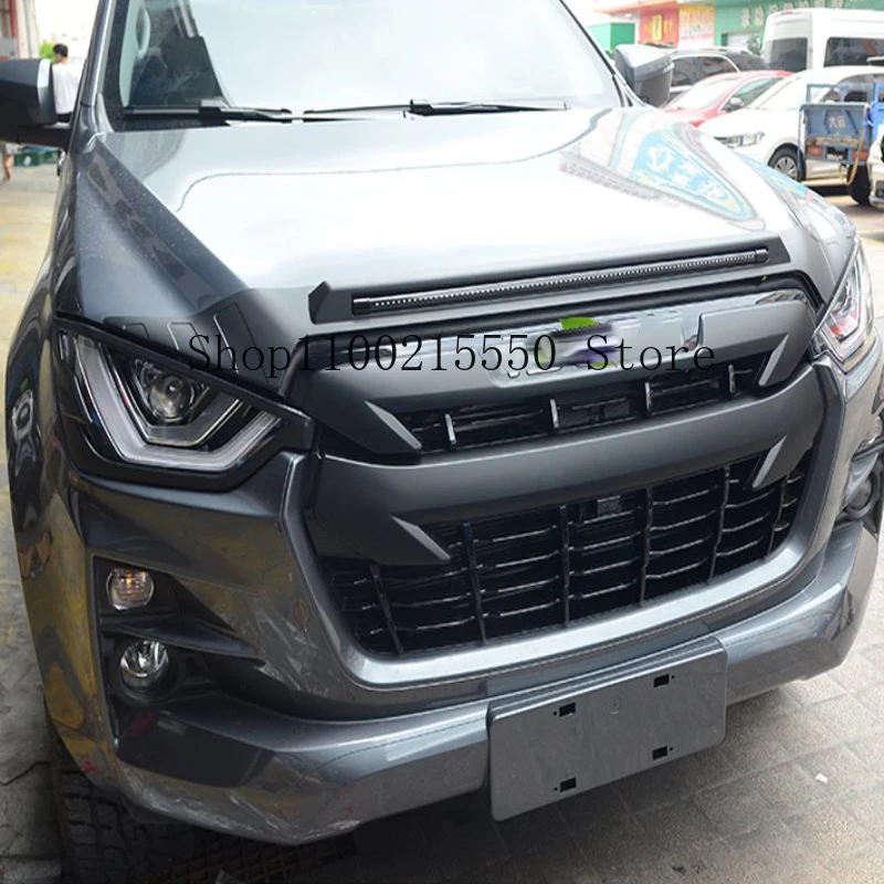 Для Isuzu D-MAX DMAX 2021 2022 2023 ABS Черная передняя решетка гриль капот декоративная крышка
