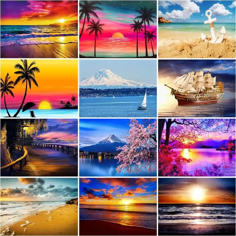 

CHENISTORY Diamond Painting Landscape Kits Full Square Diamond Embroidery Cross Stitch Diamond Mosaic Handcraft Home Decor