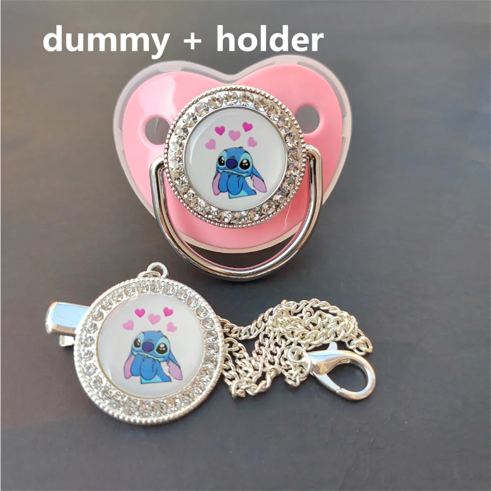 

Luxury Baby Stuff Pacifier with Silver Chains Holder Bling White Infant BPA Free Nipples Simba Sitich Baby Feeding Dummy Tetine