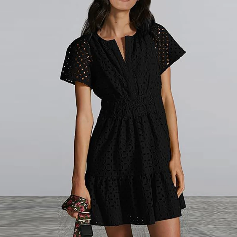 Элегантное кружевное вечернее платье с вышивкой и V-образным вырезом женское