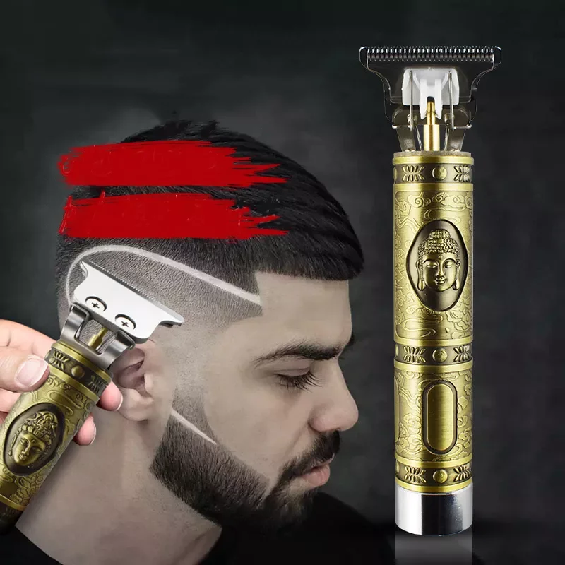 

NEW IN hair clipper Professional for man Trimmers Vintage Buddha head rechargeable Cutting Machine set Metal Copper Tub gift