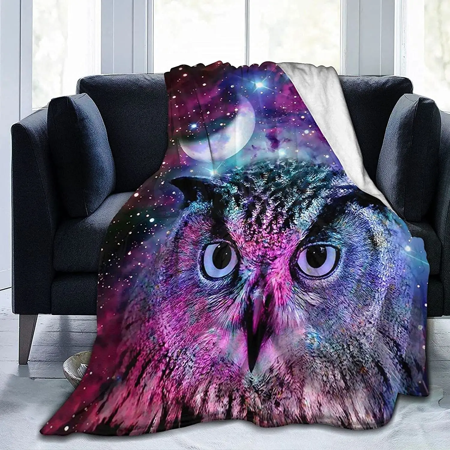 

Owl and Moon Weighted Blanket Four Seasons Living Room Blanket,Throw Blankets for Couch,Bedroom Warm Blanket