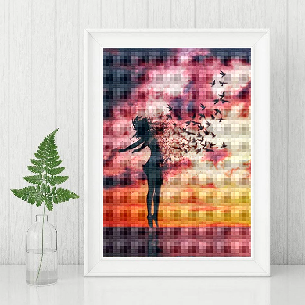

5D DIY Diamond Painting Seaside Girl Diamond Mosaic Landscape Embroidery Full Round Diamond Cross Stitch Home Decor