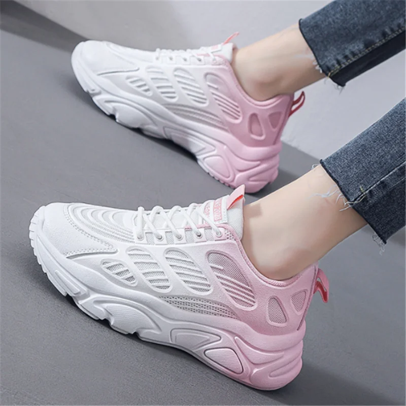 

Кроссовки женские на толстой подошве, сетчатые, дышащие, градиентные, повседневные, для студентов, лоферы, осень