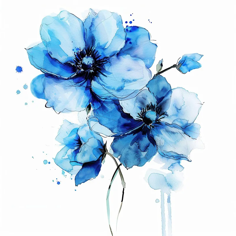 

Синие цветы наклейки для стен