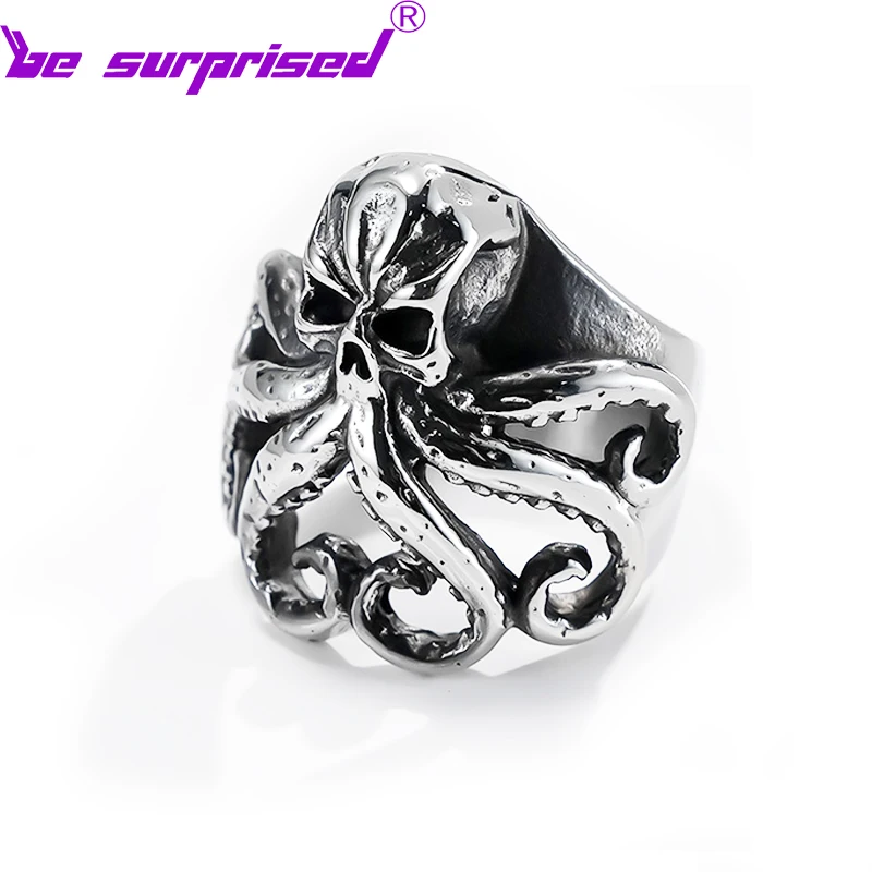 

New retro stainless steel octopus male lion head ring personality men domineering ring titanium steel material wholesale