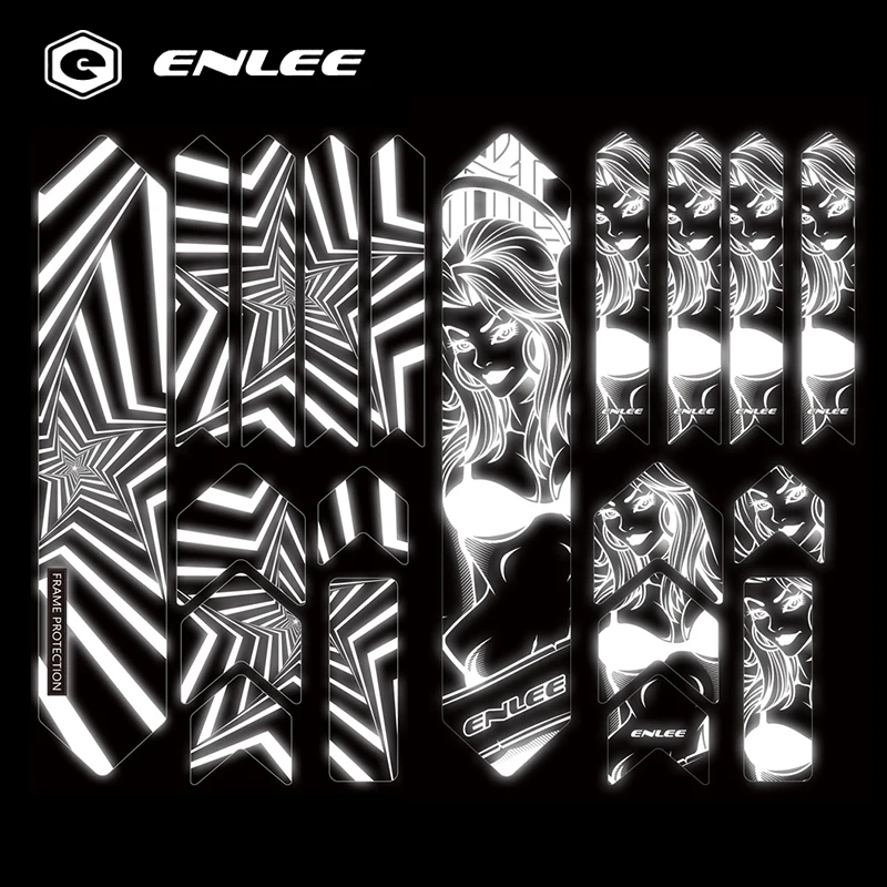 ENLEE MTB Bike Scratch-Resistant Reflective Sticker Protect Frame Protector Removeable Sticker Road Bicycle Paster Guard Cover