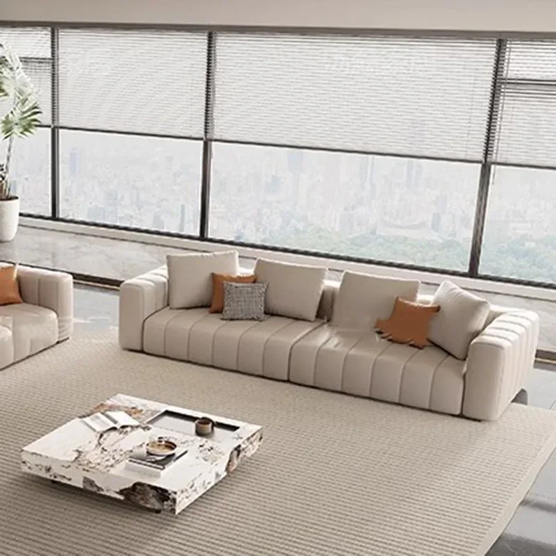 Большой гостиной современный диван из натуральной кожи роскошный дизайнерский