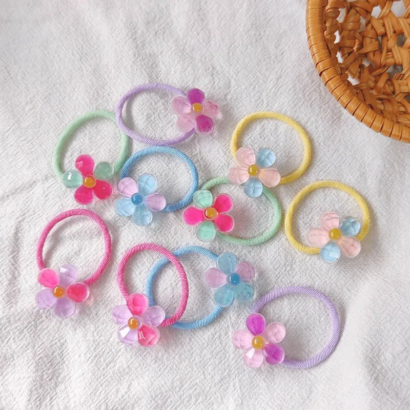 

2PCS New Color Matching Flower Kids Elastic Hair Bands Children Cute Hair Ties Girls Hair Accessories Baby Headdress Headwear