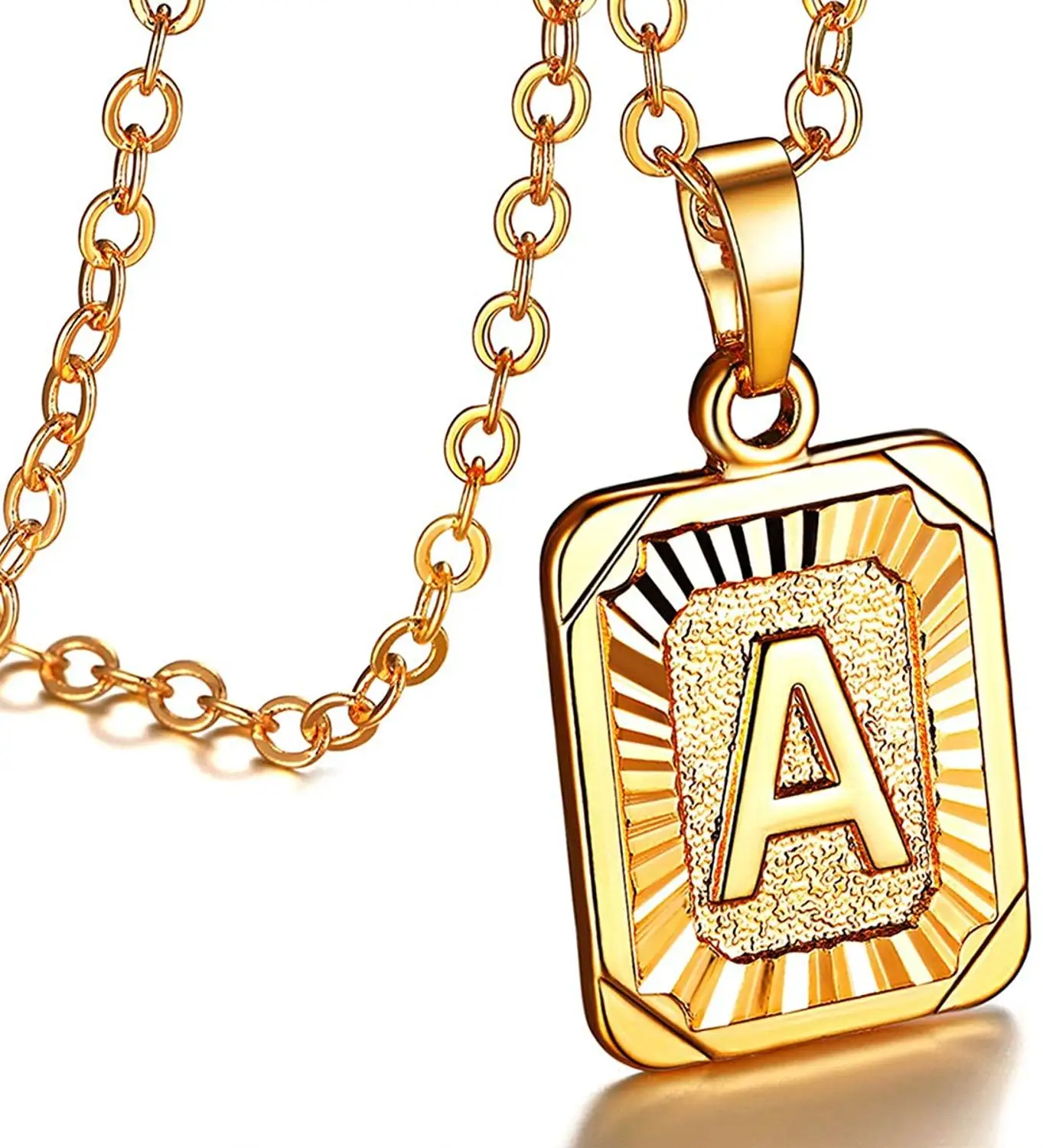

U7 26 A-Z English Capital Tiny Small Charm Pendant Gold/Platinum Letter Initial Monogram Necklace for Women Girls P1196