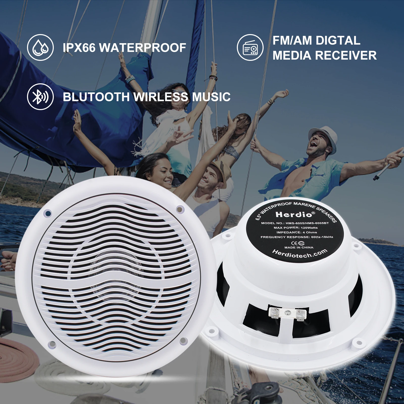 Водонепроницаемая потолочная Bluetooth-колонка 6 5 дюйма 120 Вт |