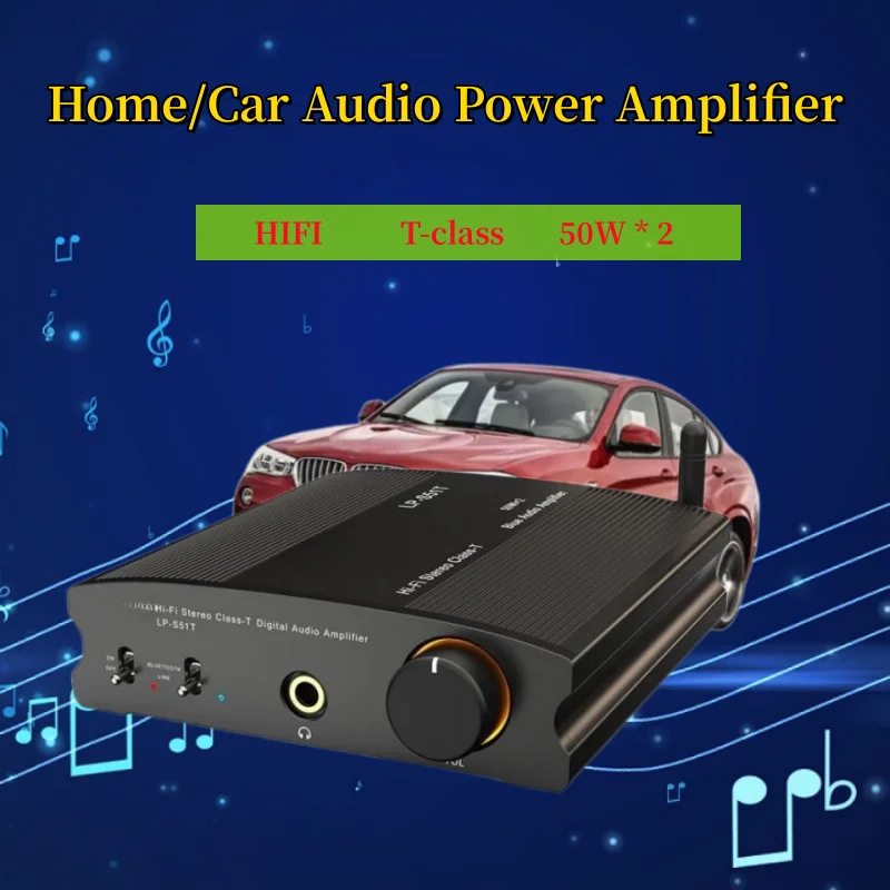 

Цифровой Hi-Fi усилитель T-class, высокоточный усилитель для компьютера и книжной полки, домашний автомобильный усилитель, 50 Вт x 2RWS