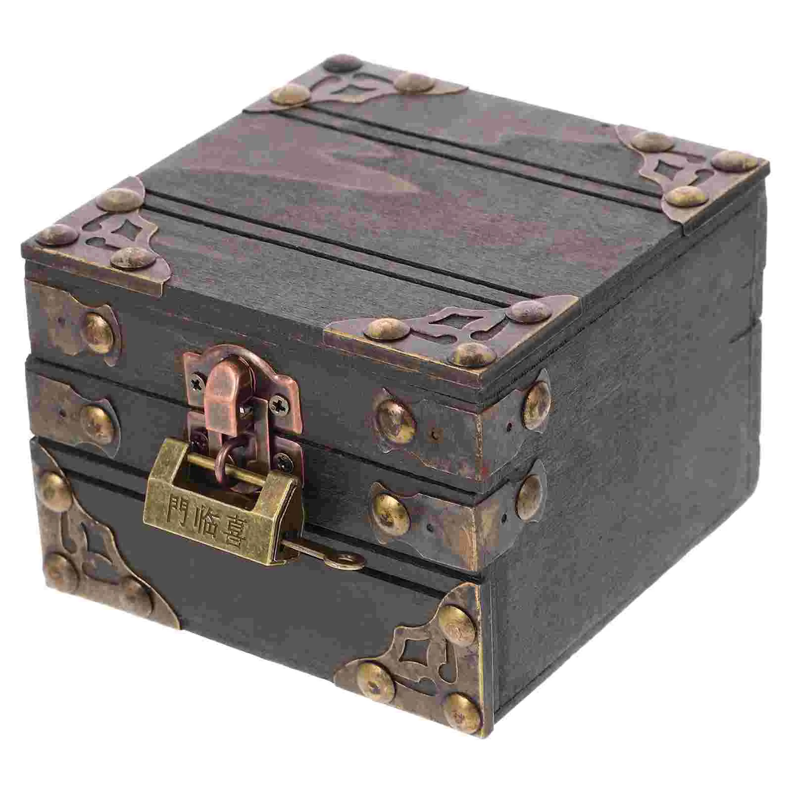 

Wooden Storage Box Bin Lid Jewelry Treasure Ring Keepsakes With Photo Prop Case Travel