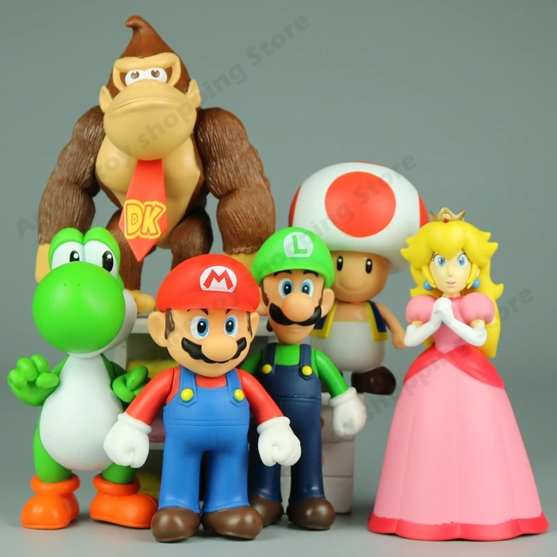 

Original Mario Luigi Yoshi Donkey Kong Peach Super Mario PVC Action FiguresToys Anime Collect Puppets Model Toys Birthday Gifts