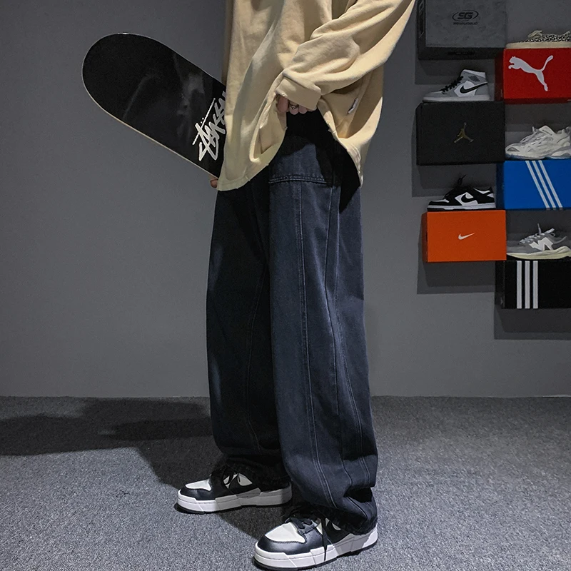 Purple Blue Black Baggy Jeans Men Fashion Casual Straight Jeans Men Streetwear Loose Hip Hop Denim Pants Mens Trousers M-5XL