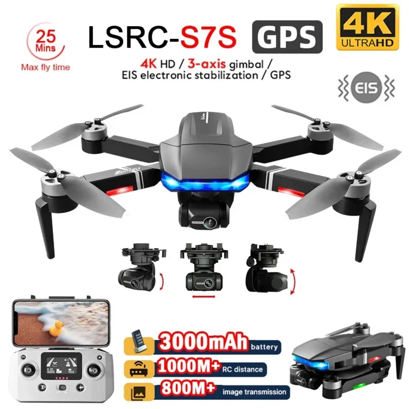 

HJ S7S 4K Camera EIS 3-Axis Gimbal Sentinel Mini GPS Drone With 5G Wifi FPV Brushless Folding Quadcopter RC Dron ToysToy