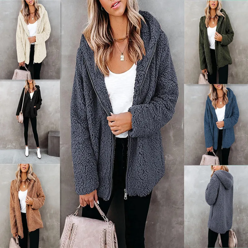 

Thicker 2022 Autumn and Winter Hoodies Women Wool Warm Cotton Coat Sweatshirt Mid-length Double-sided Anti-fur Coat