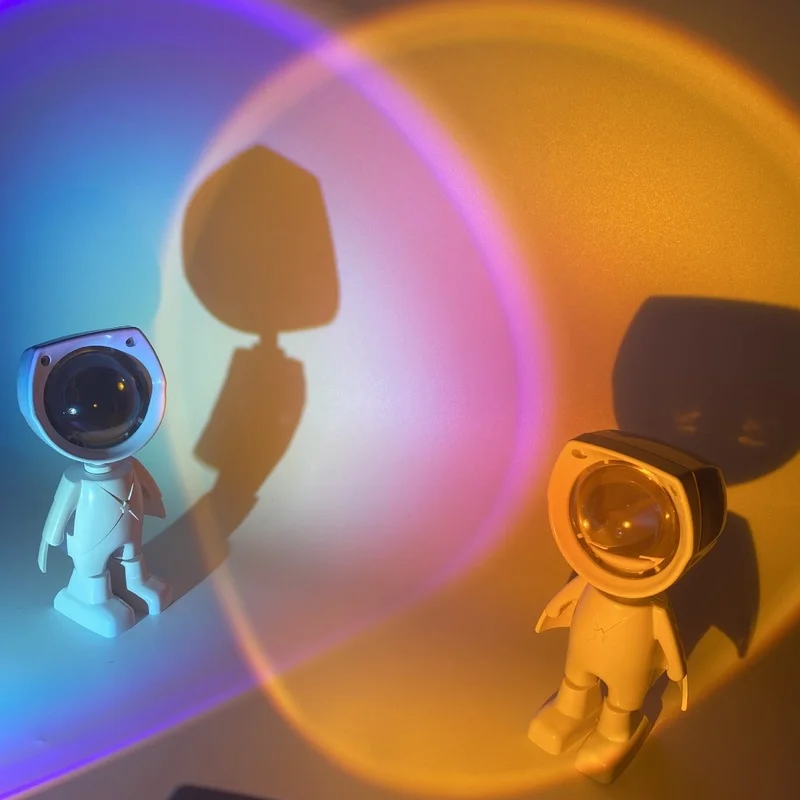 

Светильник RGB с изображением астронавта и заката, мультяшная современная простая светодиодная Радужная лампа, перезаряжаемая прикроватная...