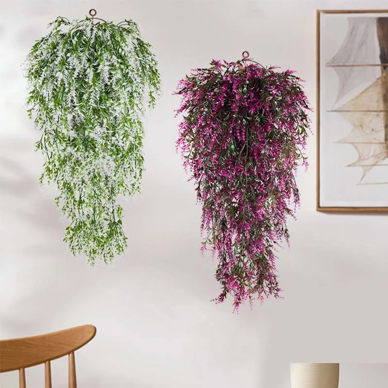 

Hanging Flowers Lavender Fake Plants Flowers Artificial Vines Garland for Outdoor Home Wedding Garden Wall Hanging Decoration
