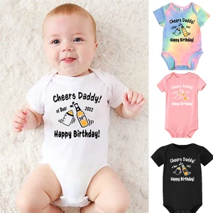 Cheers Daddy Happy Birthday Personalized Baby Bodysuits Boys Girls Customized Romper Kids Toddler To in Pakistan