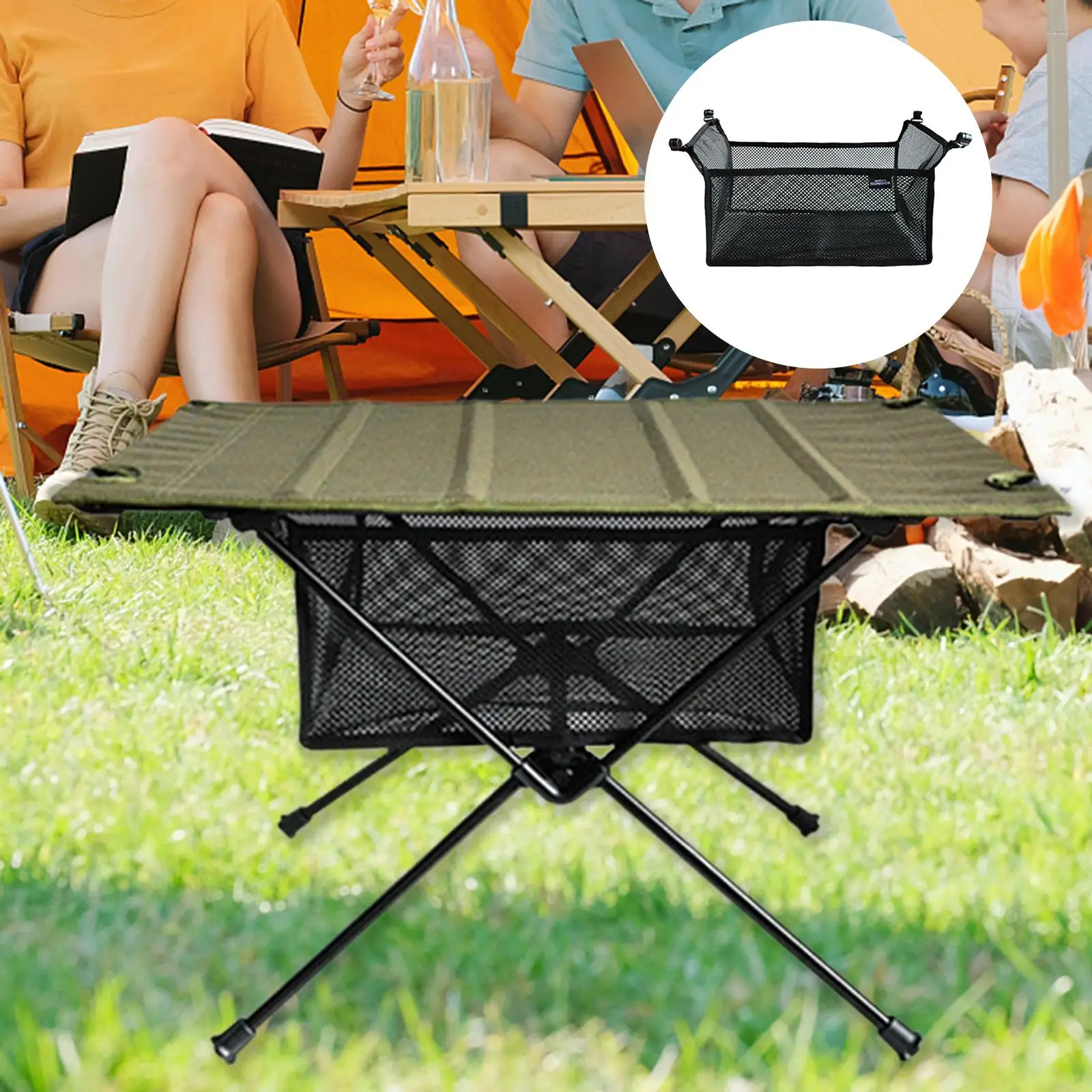 

1x Picnic Table Storage Bag Under Table Net Bag Mesh Storage Bag for Outdoor Camping Hiking Backpacking Backyard Parties Tools
