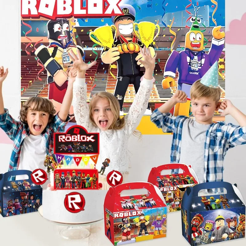 Фото Подарочные коробки Roblox Game Peripheral Cartoon Party для дня рождения, сюрприз-пакеты с конфетами и сувенирами, тематические пакеты для вечеринок №2