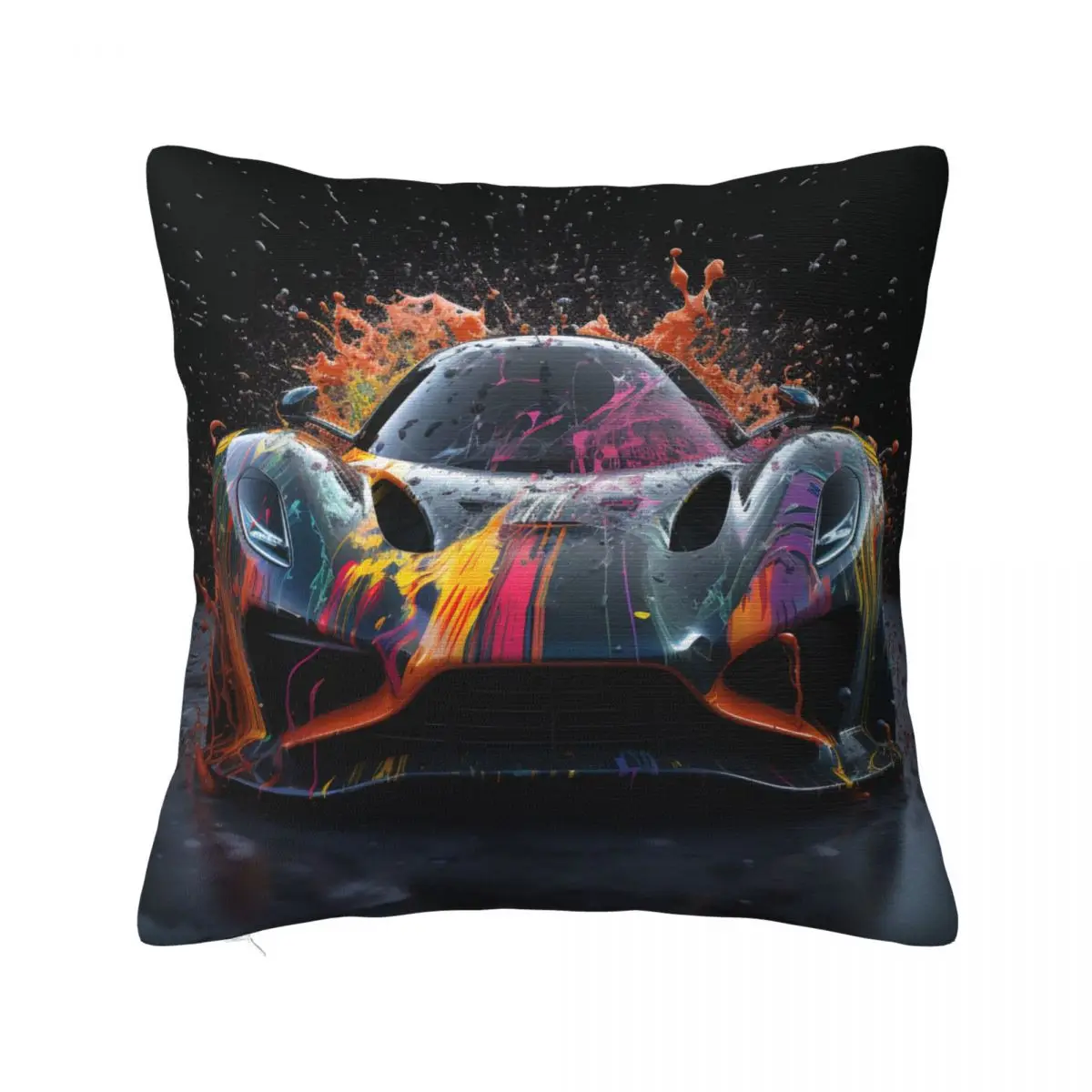 

Dazzling Sports Car Pillow Case Explosion Liquid Splash Polyester Car Pillowcase Zipper Summer Cute Cover