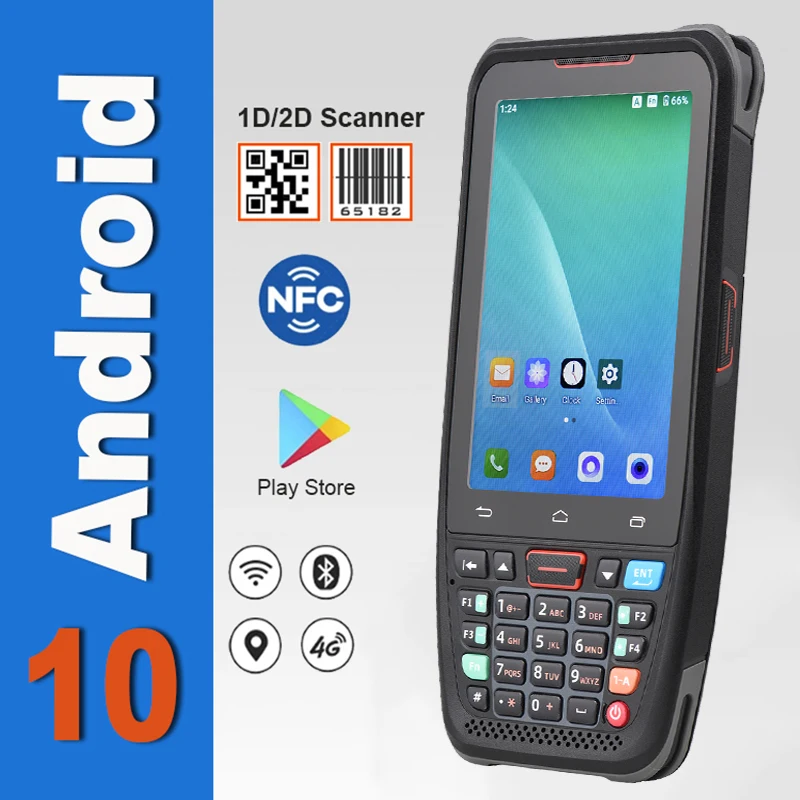 

Android 10 Прочный портативный терминальный КПК, сборщик данных Honeywell 1D 2D QR сканер штрих-кода, семейный инвентарь, беспроводной 4G GPS КПК