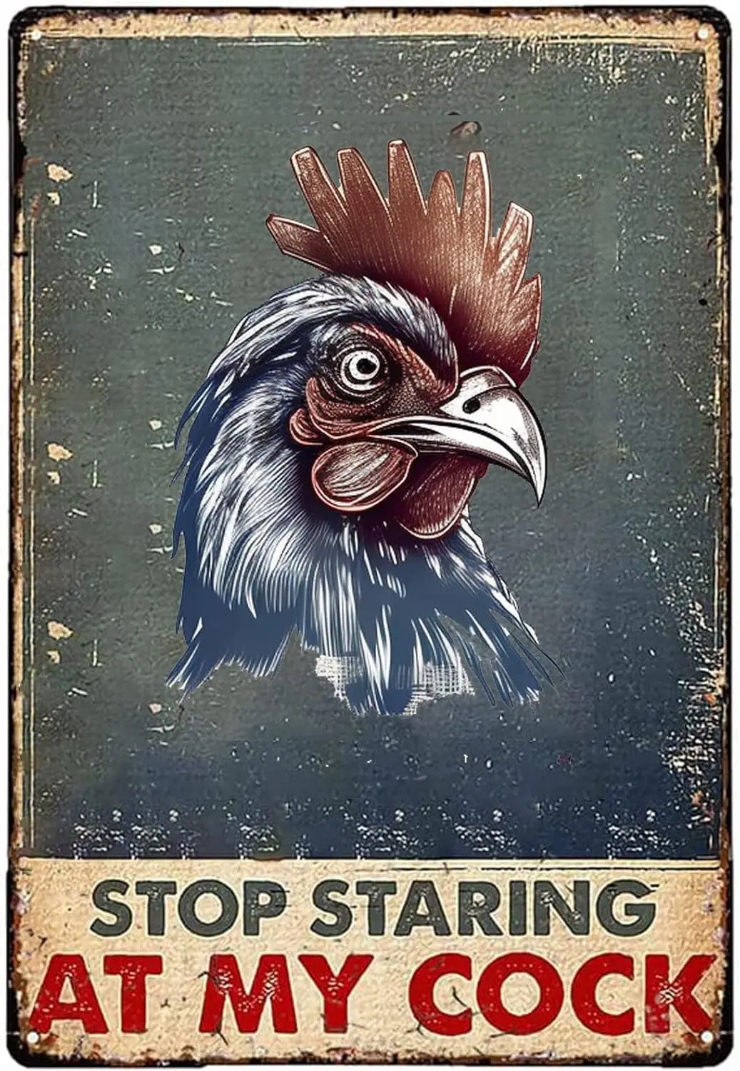 Tn Retro Sgns Vntge Stop Strng t My Cock Rooster Ktchen Decor Chcken Hed Resturnt Mn Cve Плакат Hppy Funny Metl Br Sgn Drk Humor