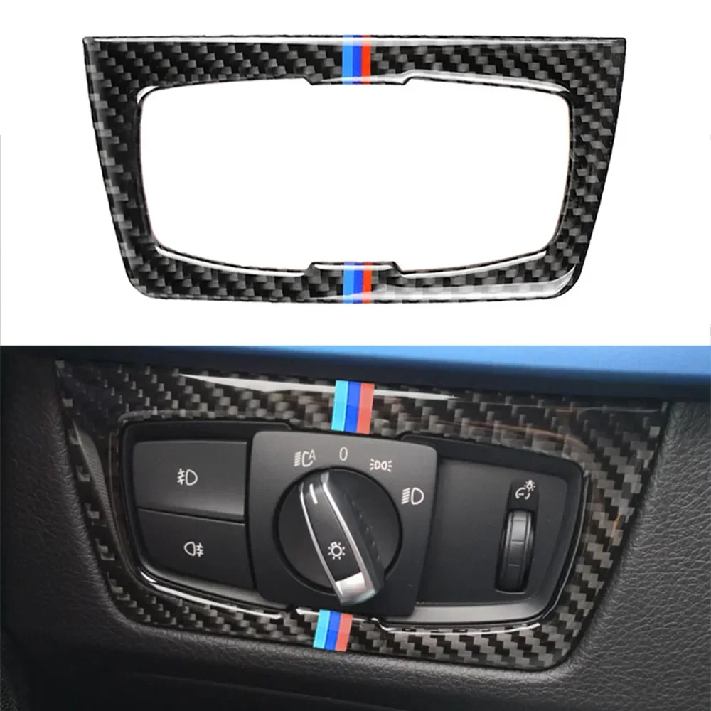 Карбоновая рамка переключателя автомобильной фары интерьерная Обложка наклейка